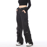 American High Street Pu Handsome Wide-leg Pants