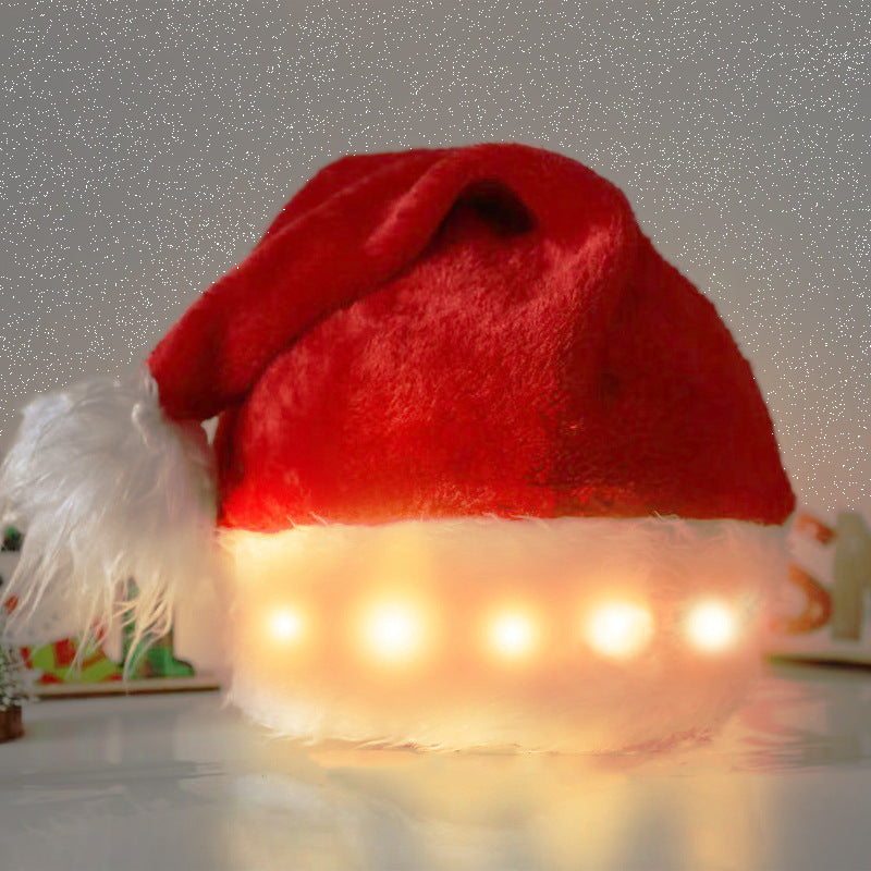 Christmas Hat LED Light Plush Children's Adult