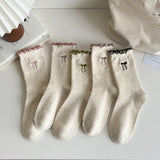 Women's Versatile Bow Wood Ear Edge Pile Socks