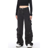 American High Street Pu Handsome Wide-leg Pants