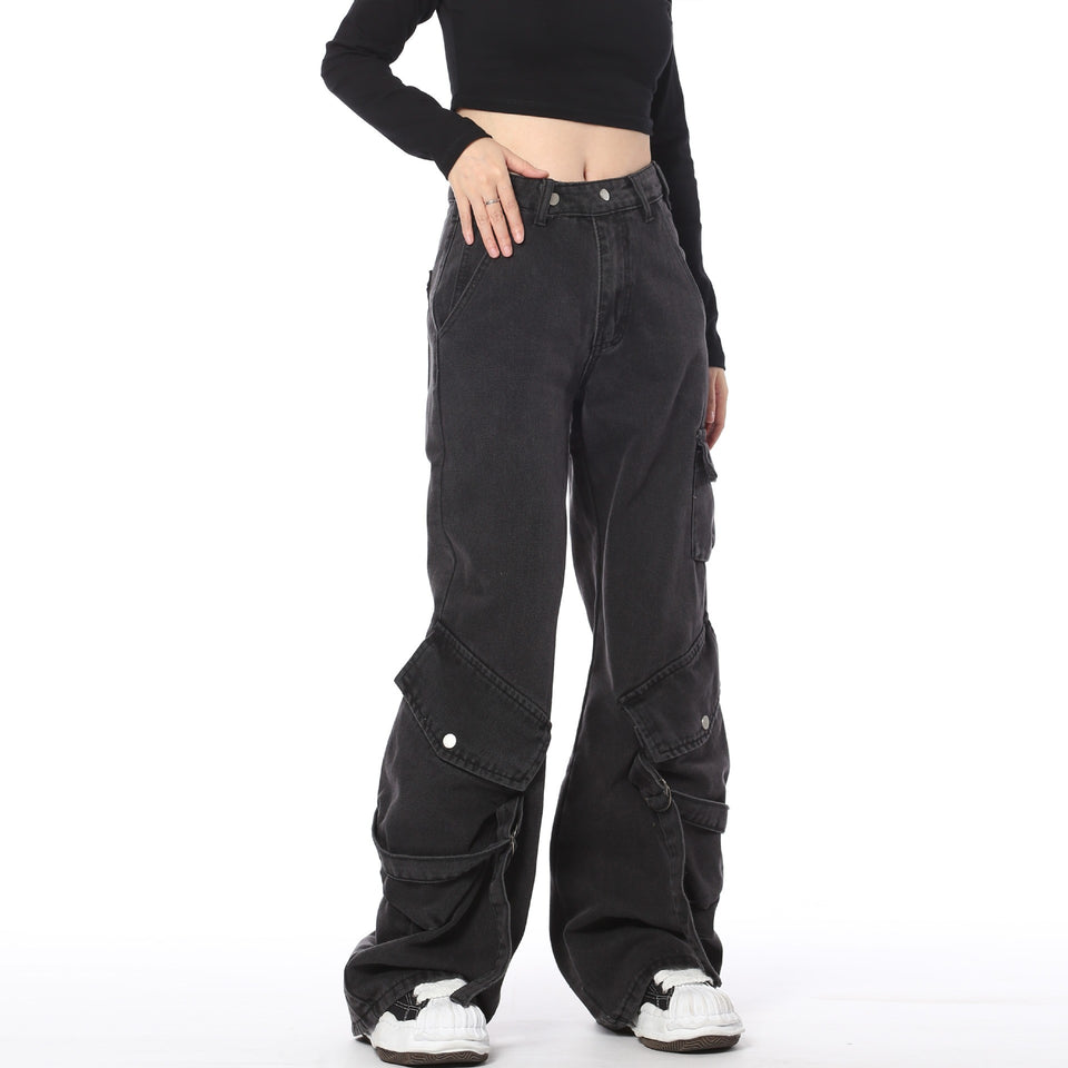 American High Street Pu Handsome Wide-leg Pants