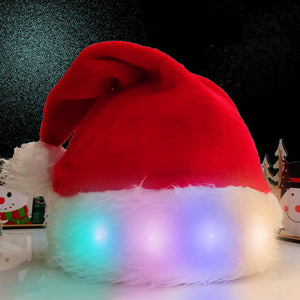 Christmas Hat LED Light Plush Children's Adult