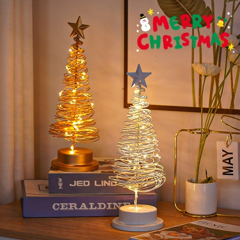 LED Christmas Tree Spiral Light Table Ornament Wrought Iron