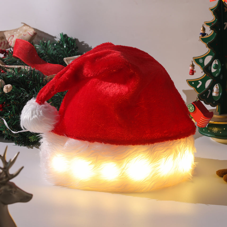 Christmas Hat LED Light Plush Children's Adult