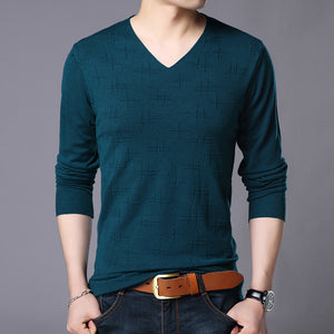 Men's Casual V-neck Thin Base Long Sleeve