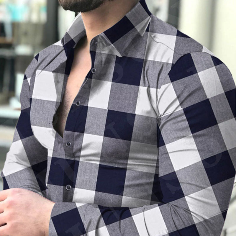 European And American Men's Long-sleeved Shirt Printing