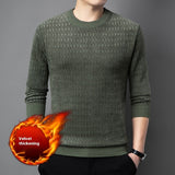 Men's Round Neck European Cotton Velvet Sweater Casual